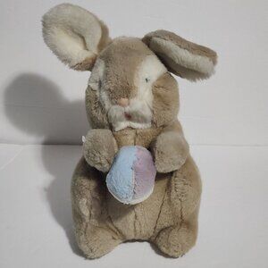 Carousel Brown Bunny Rabbit holding Easter Egg Vintage Plush 1983 Made in Korea